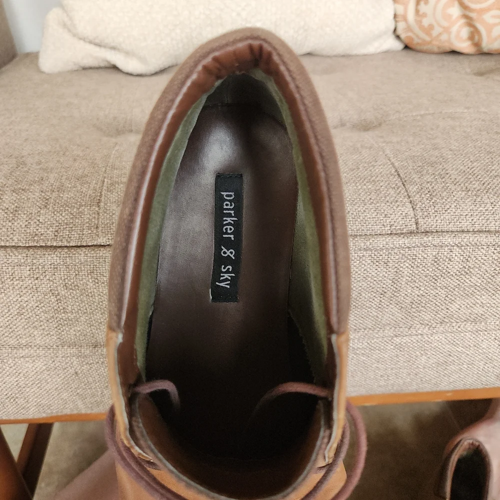 Parker And Sky Men's Tan Leather Chukka Dress Shoes 10